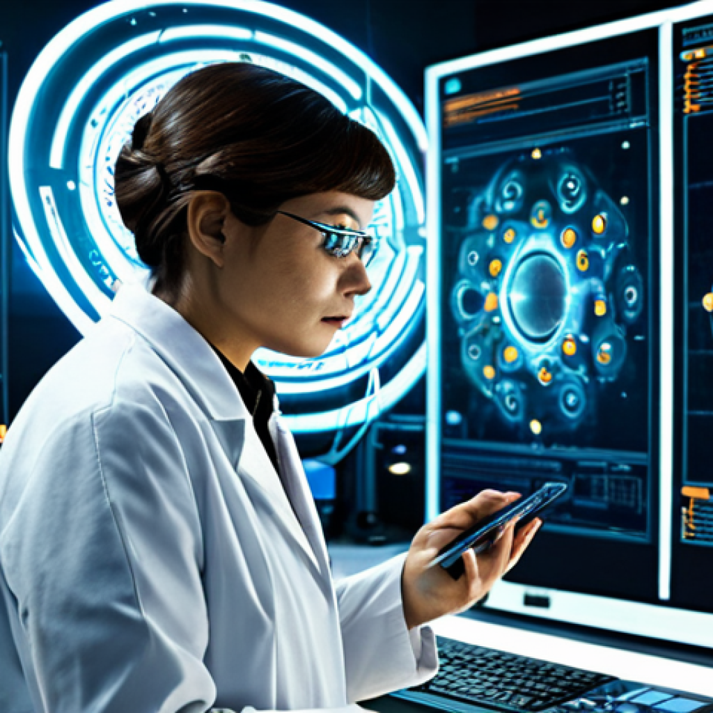 양자컴퓨터와 인공지능의 융합 - Quantum Superposition**
"A futuristic laboratory setting showcasing a quantum computer with glowing...