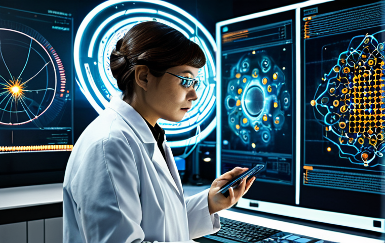 양자컴퓨터와 인공지능의 융합 - Quantum Superposition**
"A futuristic laboratory setting showcasing a quantum computer with glowing...