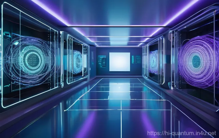양자컴퓨터의 발전 가능성 - **Quantum Principles in a Futuristic Lab**
"A photorealistic image depicting a pristine, glowing...