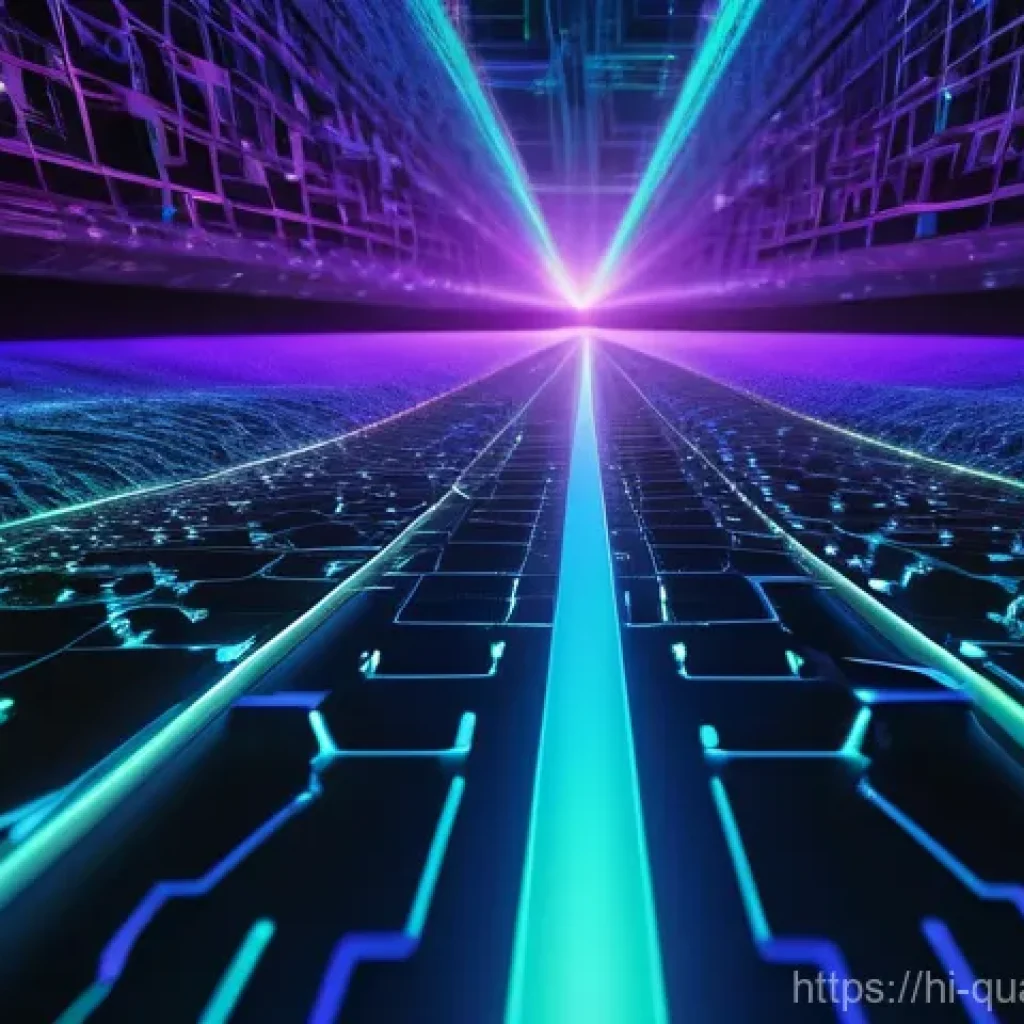 양자컴퓨터를 이용한 데이터 분석 - **Prompt:** A futuristic, sleek quantum computing interface displaying complex data analysis. The sc...