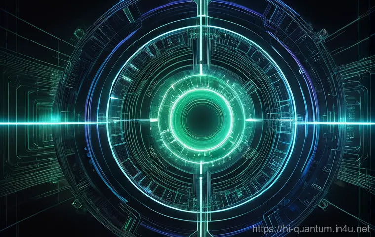 양자통신의 보안성 - **Prompt:** "An abstract, futuristic digital art piece depicting an impenetrable data security shiel...