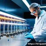 Home 21 슈퍼전도체와 양자컴퓨터 - A highly detailed futuristic laboratory scene showcasing a scientist observing a superconducting wir...