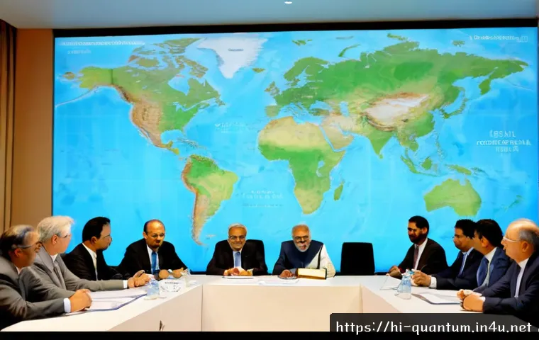 Home 17 양자암호화의 국가별 법적 규제 - Photorealistic policy meeting on quantum encryption regulation, Indian legal expert and internationa...